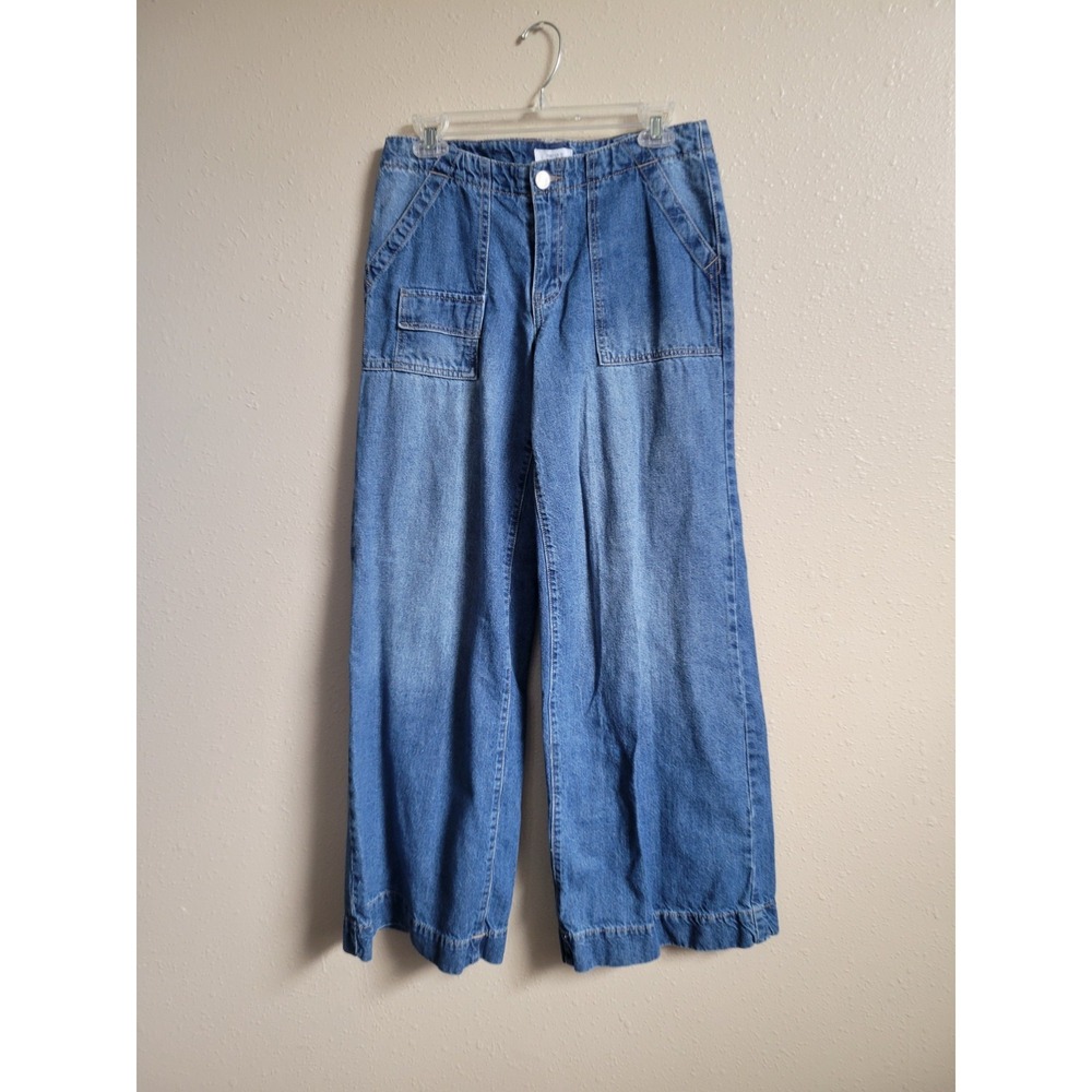 Forever 21 Premium Low Rise Wide Leg Denim Jeans Womens Pockets Blue‎ Sz 26